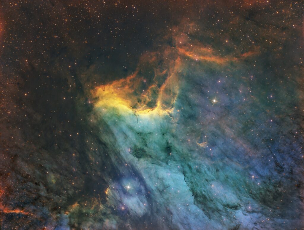 a colorful clouds and stars in space